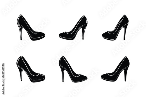 high heels sketch silhouette vector illustration