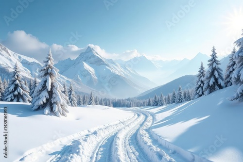 Crisp white snow scene, untouched pristine landscape, abstract, light, landscape