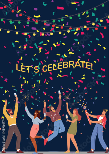 Vector Illustration of a Boisterous Carnival and New Year Celebration Party