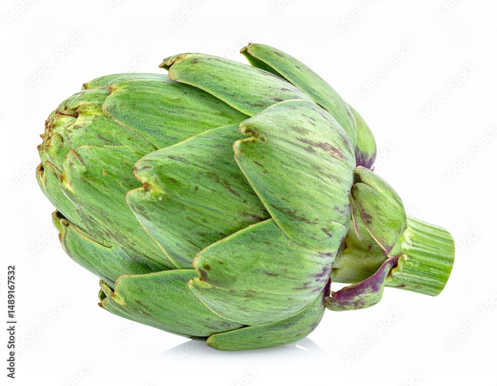Obraz premium Artichoke close-up: A vibrant close-up of a fresh artichoke, with its layered green leaves and a detailed view, showcasing the natural beauty and texture of this culinary delight.