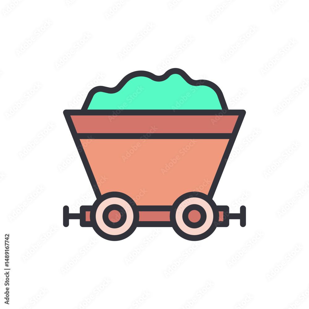Illustration Of A Coal Mining Cart With Mined Material Inside The Container Illustration Of A Coal Mining Cart With Mined Material Inside The Container