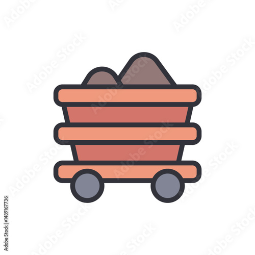 Mining Cart Illustration With Pile Of Soil On A Transparent Layout