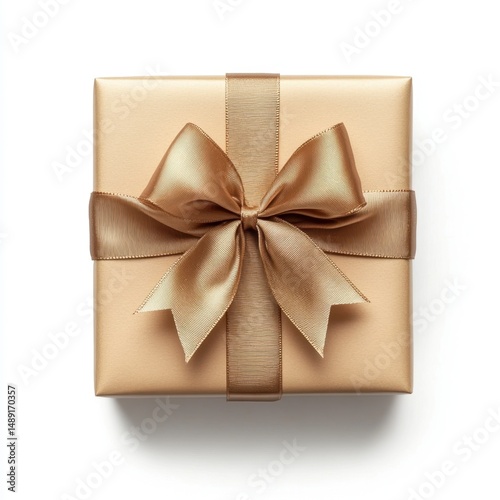 Wallpaper Mural Elegant Brown Gift Box with Satin Bow on White Background Torontodigital.ca