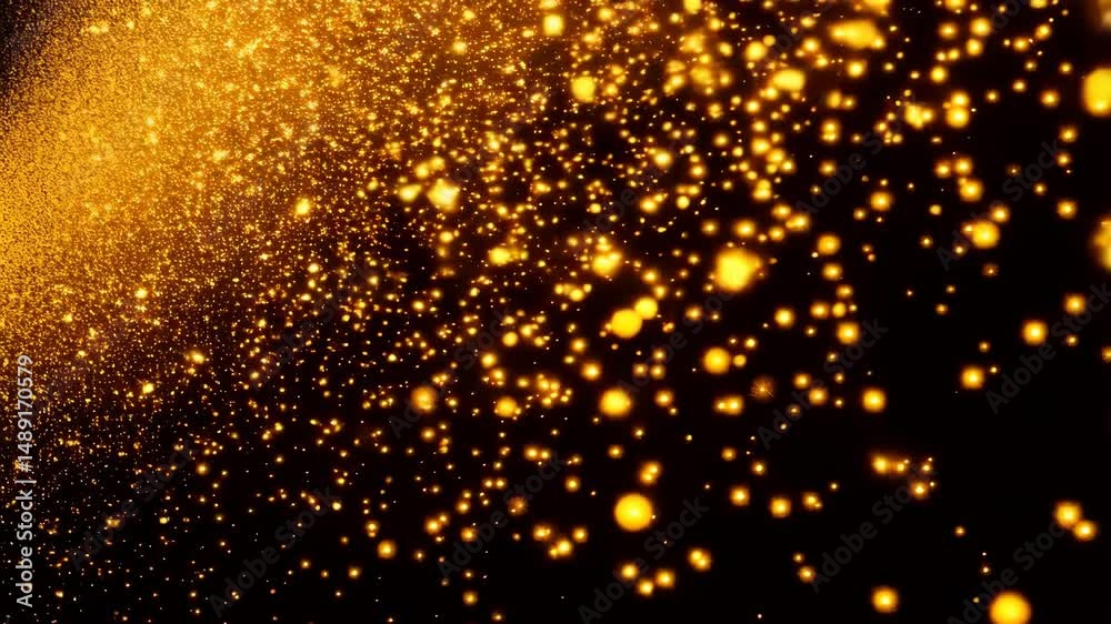 Abstract glowing golden particles shimmering against dark backdrop creating a festive and elegant background perfect for holiday themes and luxurious designs. Abstract glowing golden particles shimmering against dark backdrop creating a festive and elegant background perfect for holiday themes and luxurious designs.