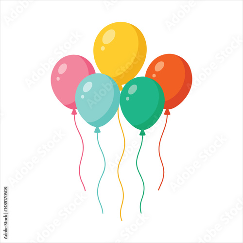 colorful balloons bunch party celebration vector illustration