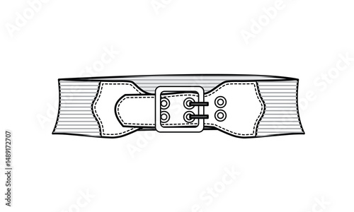 Female waist belts technical flat drawing vector mockup illustration.