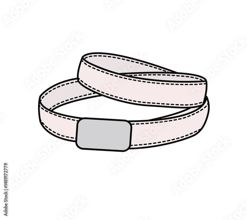 Women's leather ratchet belts vector design mockup template technical flat drawing.