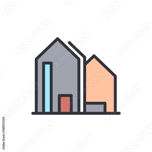 Contemporary Housing Outline Depicting Architecture And Urban Development