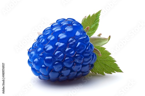 Fresh ripe blue raspberry on white background