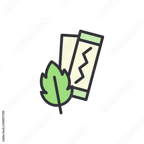 Illustration Of Chewing Gum Packets With A Mint Leaf Decoration