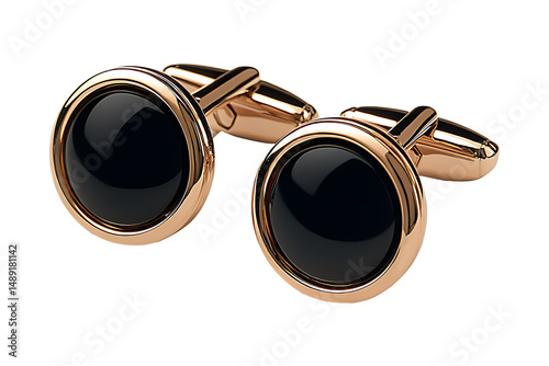 Luxurious pair of cufflinks isolated on transparent background
