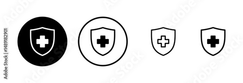 Health insurance icon logo design. Insurance health document sign and symbol