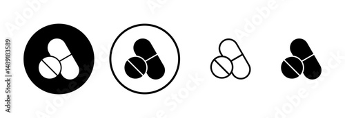 Pills icon logo design. capsule icon. Drug sign and symbol