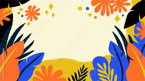 Tropical Floral Frame Background: Summer Design
