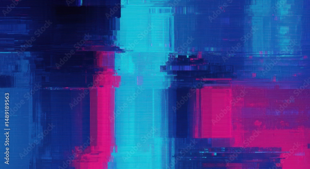 Fototapeta premium Abstract glitch art, vibrant colours, digital distortion