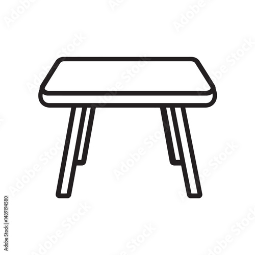 Minimalist table outline features sturdy legs and a clean surface, showcasing a transparent background