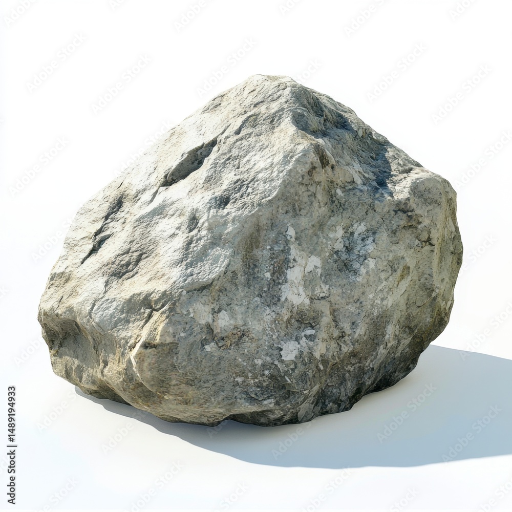 Obraz premium Large Grey Rock on White Background for Texture and Landscape Use