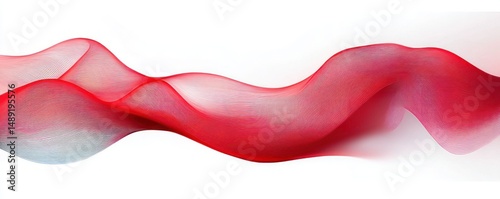 Flowing abstract smooth red wave pattern on white background conveying motion and fluidity