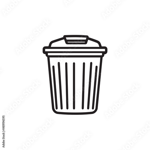 Minimalist trash can icon shows clean waste management and environmental responsibility clearly displayed