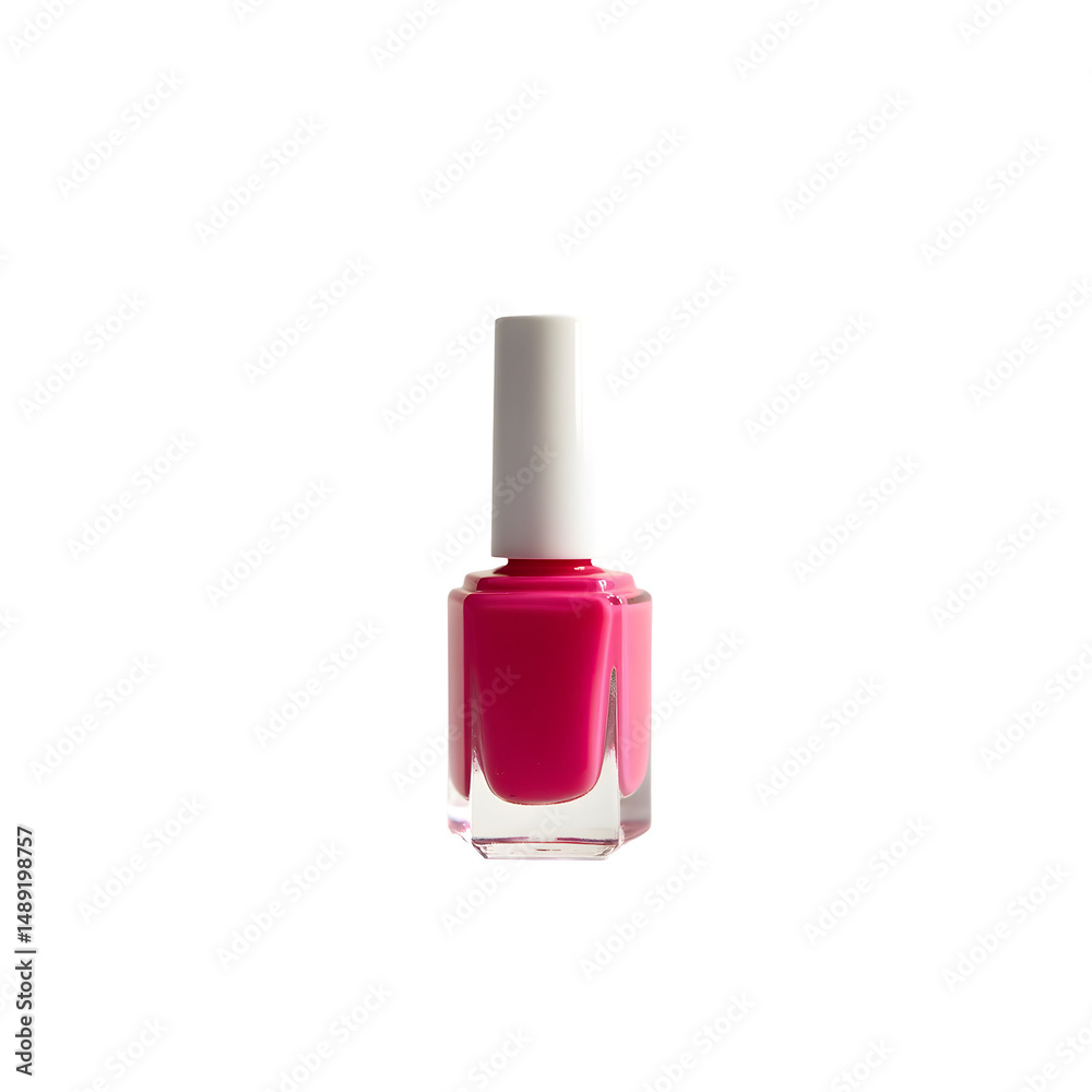 Elegant shot displaying a vibrant pink nail polish bottle against a sleek and minimalist aesthetic for stylish presentation Elegant shot displaying a vibrant pink nail polish bottle against a sleek and minimalist aesthetic for stylish presentation