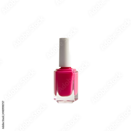 Elegant shot displaying a vibrant pink nail polish bottle against a sleek and minimalist aesthetic for stylish presentation
