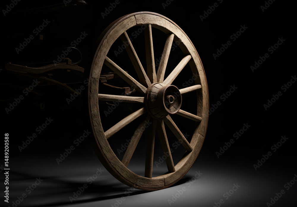 Fototapeta premium Antique wooden wagon wheel