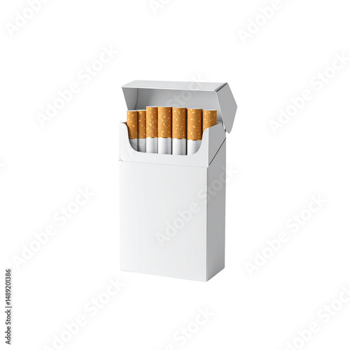 White pack of cigarettes isolated on 3d box risk lung on transparent background