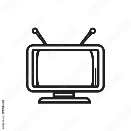 Nostalgic television icon with rabbit ear antennae evokes a vintage aesthetic on transparent background