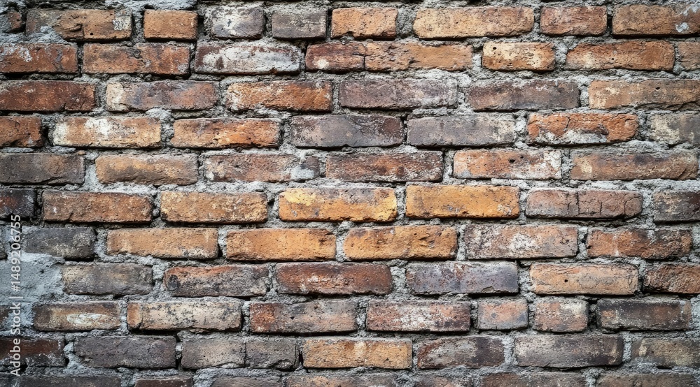 Fototapeta premium Old Grungy Black Brick Wall with Orange Rust Stains – Vintage Industrial Texture Background