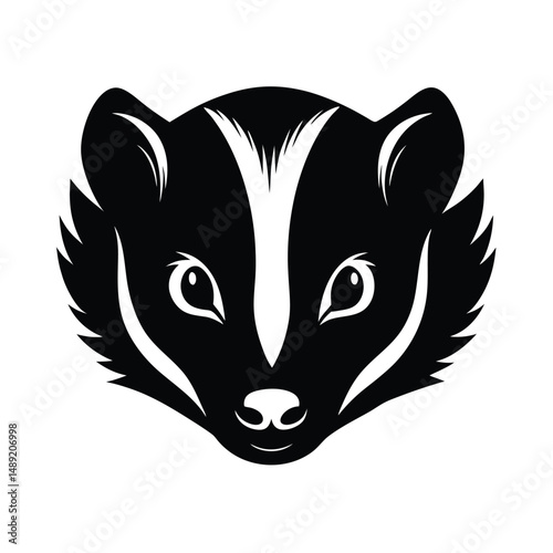 skunk head on white background  