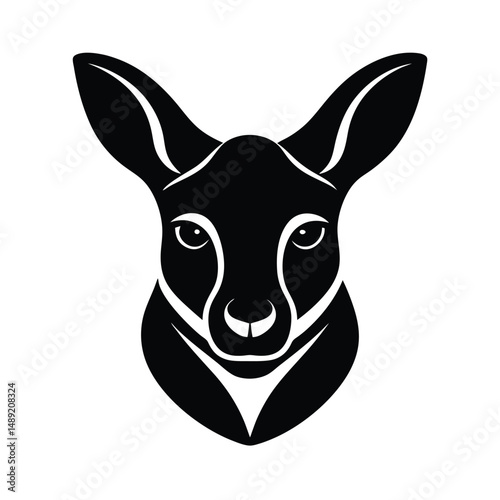wallaby head on white background   