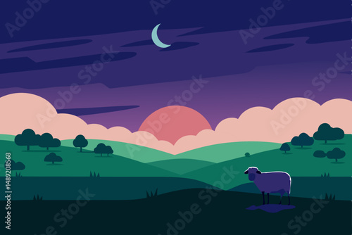vector illustration of a rural landscape