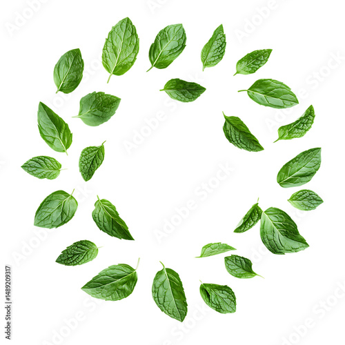 Fresh mint leaves waves on Transparent png