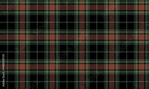 Seamless plaid pattern, black, green, orange for textile and clothing design, skirt, pants, add a striking style and reflect the vibrancy in every design, vector illustration.