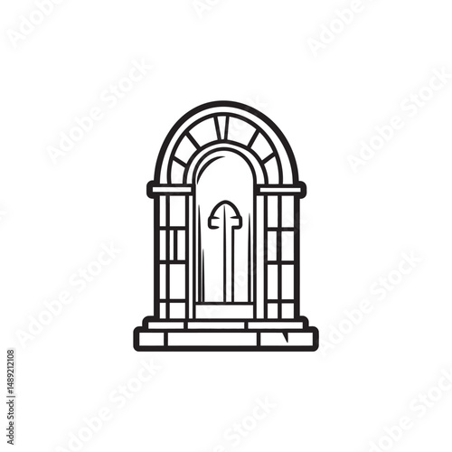 Ornate archway illustration shows rounded top and carved detail, presented on a transparent backdrop