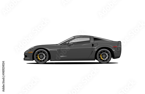 Black American Sports Car Illustration – Modern Muscle Coupe