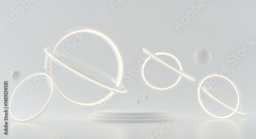 Wallpaper Mural Abstract Rings and Sphere on Podium Torontodigital.ca