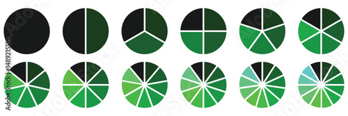 Colorful Pie Charts and Progress Circles . Segment slice sign.