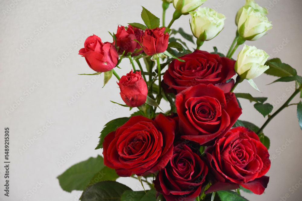 Obraz premium 緑と赤のばら