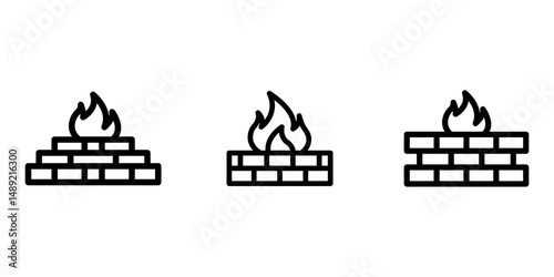 firewall outline or line icon design bundle.