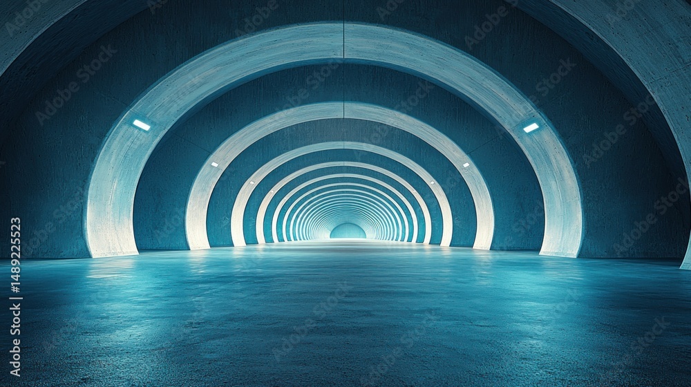 Obraz premium Futuristic tunnel with concentric circles