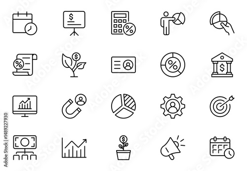 ESOP line icons set. Modern ESOP Icons - High-Quality Graphics for Finance, Corporate Plans,Includes Employee, Stock, Ownership, Plan, Vector illustration.