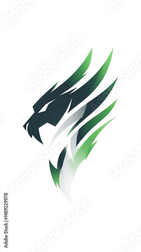 Stylized predator design in shades of green and white for modern emblem