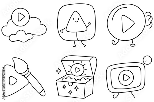 Playful video icons in various styles showcase creativity and fun. Each design represents unique aspect of video play