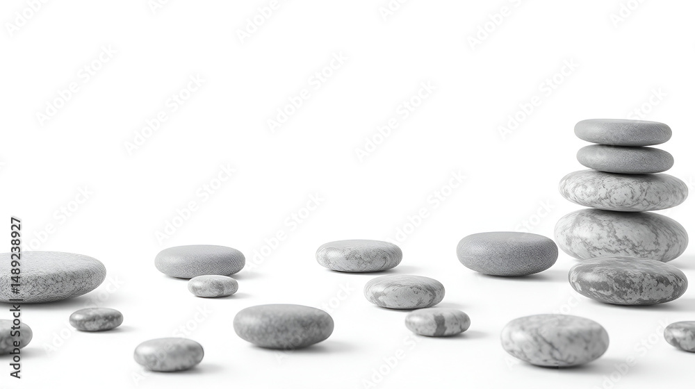 Zen stones on white background. 3d illustration Zen stones on white background. 3d illustration