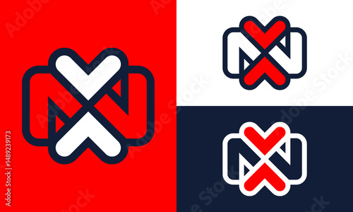Double heart N or M logo.