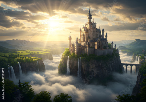 Majestic floating fantasy castle photo