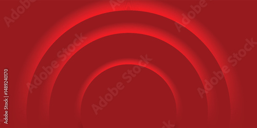 Red glowing semicircle scene layer. Abstract minimal scene semicircle background view.