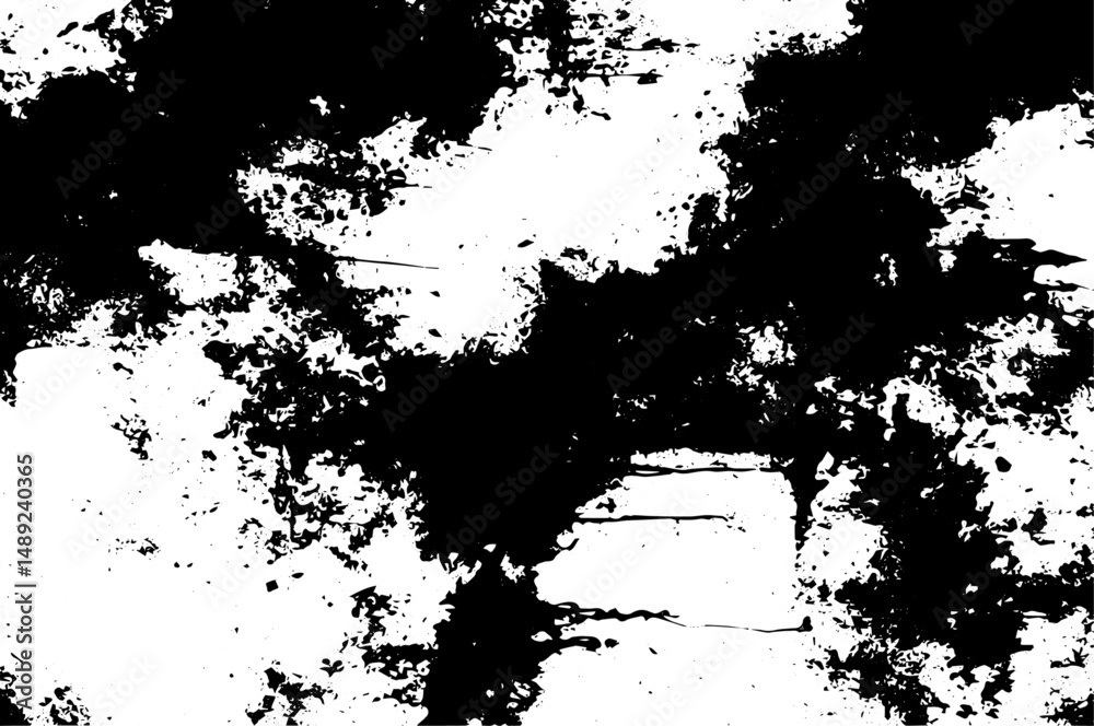 Naklejka premium Distressed Black Ink Grunge Texture with Splashes and Smears