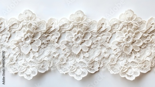 Intricate off white floral lace pattern delicate texture seamless design fashion textile background